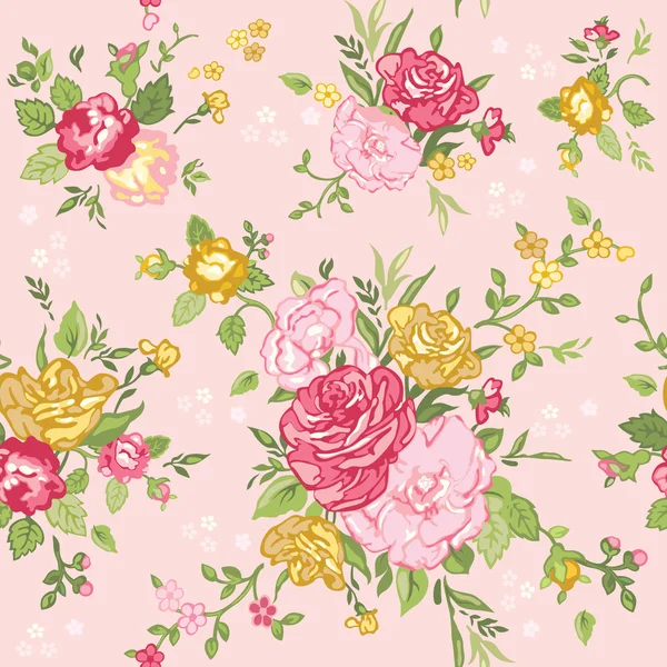 Sem emenda Floral Shabby Chic fundo - no vetor — Vetor de Stock