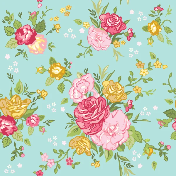 Sömlös blommig shabby chic bakgrund - i vector — Stock vektor