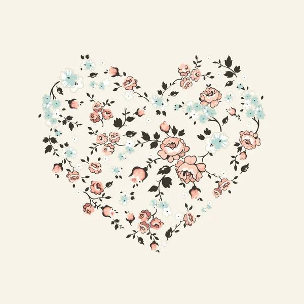 Vintage Floral Heart - for Valentine's Day - in vector — Stock Vector