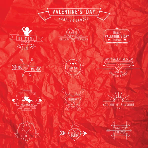 Valentinstag - eine Reihe von Abzeichen und Etiketten - im Vektor — Stockvektor