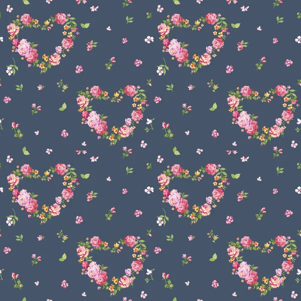 Flower Background - Seamless Floral Shabby Chic Pattern — Stock Vector