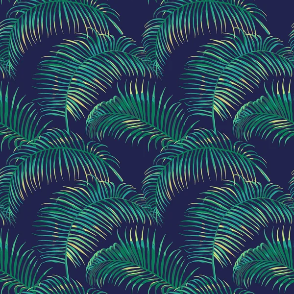 Tropical Leaves Background - Vintage Seamless Pattern — Stock Vector