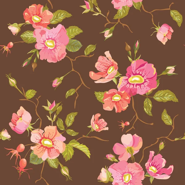 Roses Background - Seamless Floral Shabby Chic Pattern — Stock Vector