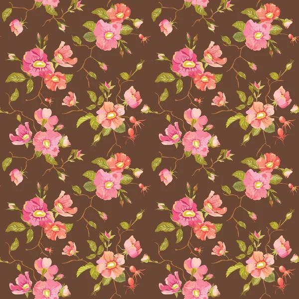 Roses Background - Seamless Floral Shabby Chic Pattern — Stock Vector