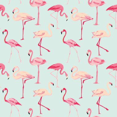 Flamingo kuşu arka plan - Retro Dikişsiz desen vektör