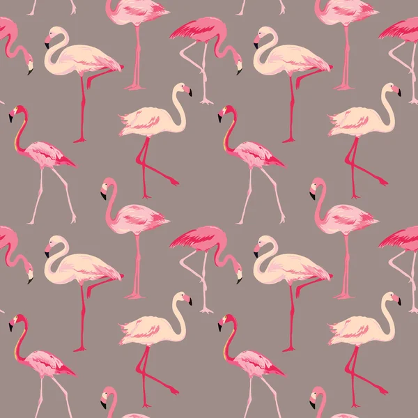 フラミンゴ鳥背景 - ベクトルのレトロなシームレス パターン — ストックベクタ