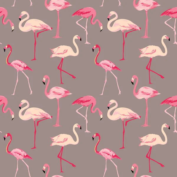 Flamingo Bird Arrière-plan - motif sans couture rétro dans le vecteur — Image vectorielle