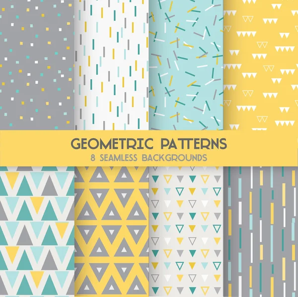 8 Seamless Geometric Patterns - Texture for wallpaper, background — Stock Vector