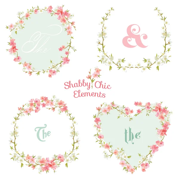 Bloem banners en labels - voor uw ontwerp en scrapbook — Stockvector