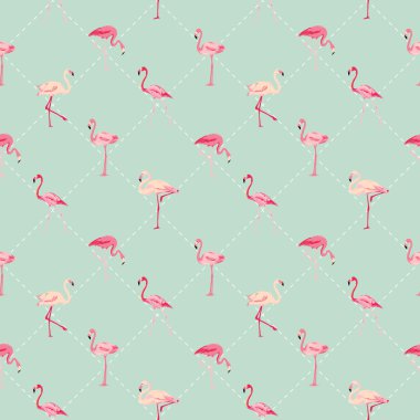 Flamingo kuşu arka plan - Retro Dikişsiz desen vektör