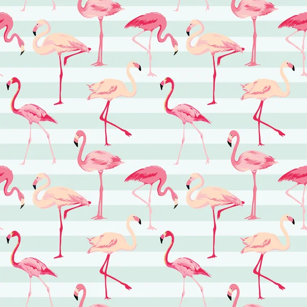 Flamingo Bird Background - Patrón retro sin costuras en vector — Archivo Imágenes Vectoriales