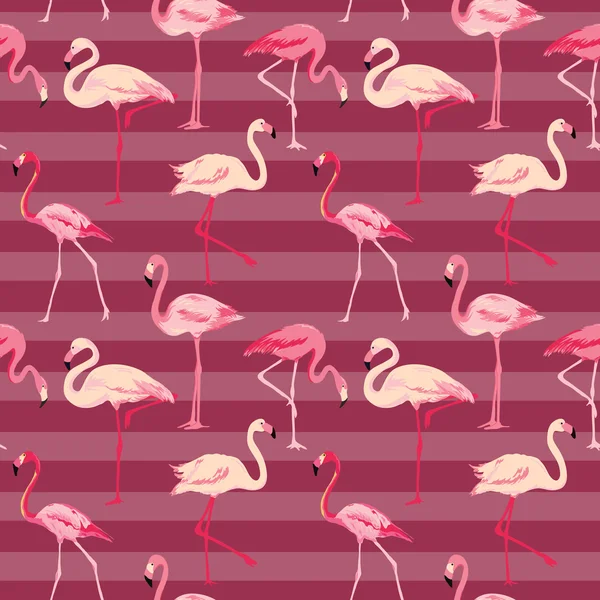 Flamingo vogel achtergrond - Retro naadloze patroon in vector — Stockvector