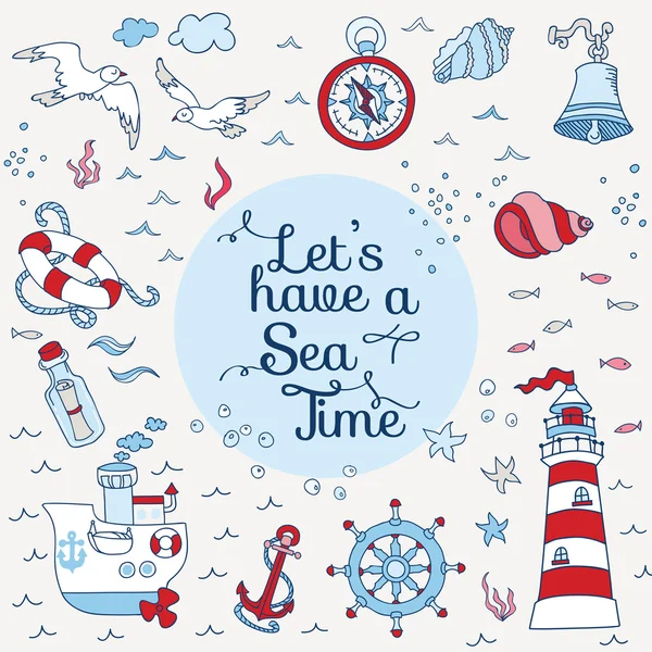 Nautical Sea Card - pour scrapbook et design vectoriel — Image vectorielle