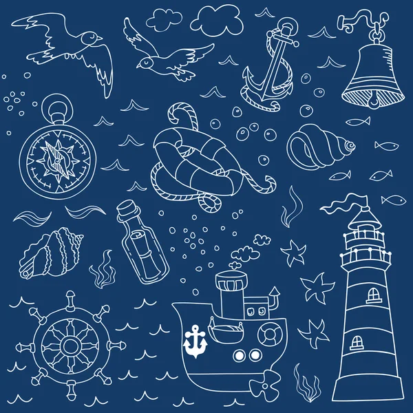 Nautical Sea Design Elements - for scrapbook and design — Stock Vector