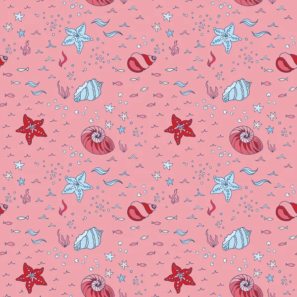 Nautica Sea Seamless Pattern - per scrapbook e design — Vettoriale Stock