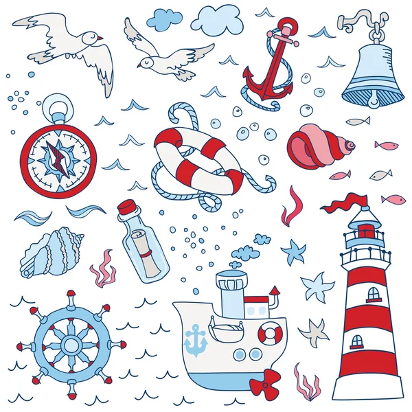 Nautical Sea Design Elements - for scrapbook and design — Stock Vector