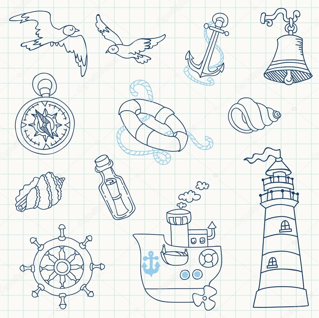 Nautical Sea Design Elements - for scrapbook and design in vector
