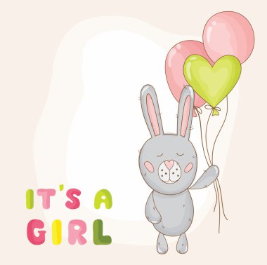 Şirin bebeği tavşan arka plan - bebek duş veya varış kartı