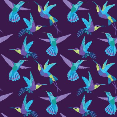 Sinek kuşu arka plan - Retro Dikişsiz desen vektör