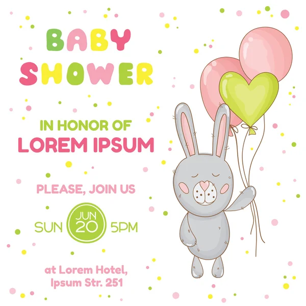 Baby Shower или карта прибытия - с Baby Bunny - в векторе — стоковый вектор