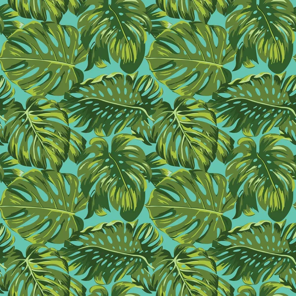 Fondo de hojas tropicales - Patrón sin costura - en vector — Vector de stock