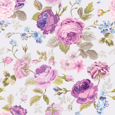Spring Flowers Background - Seamless Floral Shabby Chic Pattern clipart