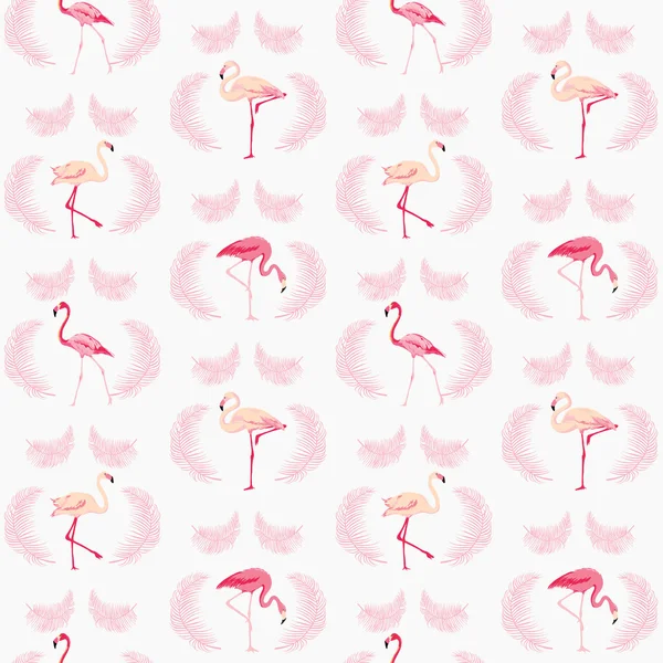 Flamingo Bird Background - Retro seamless pattern in vector — Stock Vector