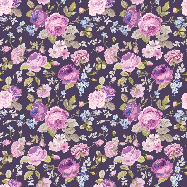 Fondo de flores de primavera - Floral sin costuras Shabby Chic Patrón — Vector de stock