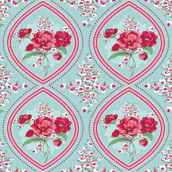 Fondo floral vintage - Flores sin costura patrón de azulejo — Vector de stock