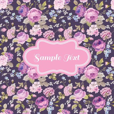 Retro çiçek kartı - için davetiye, tebrik, karalama defteri