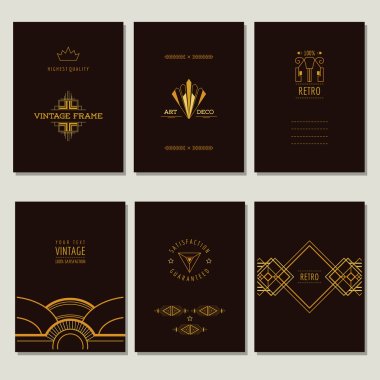 Set of Art Deco Cards and Vintage Frames - in vector