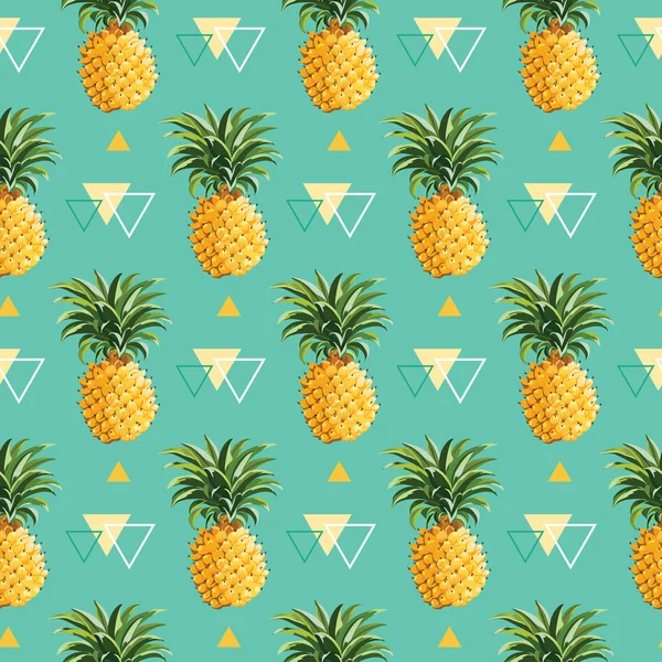 Geometrische ananas achtergrond - naadloos patroon in vector — Stockvector