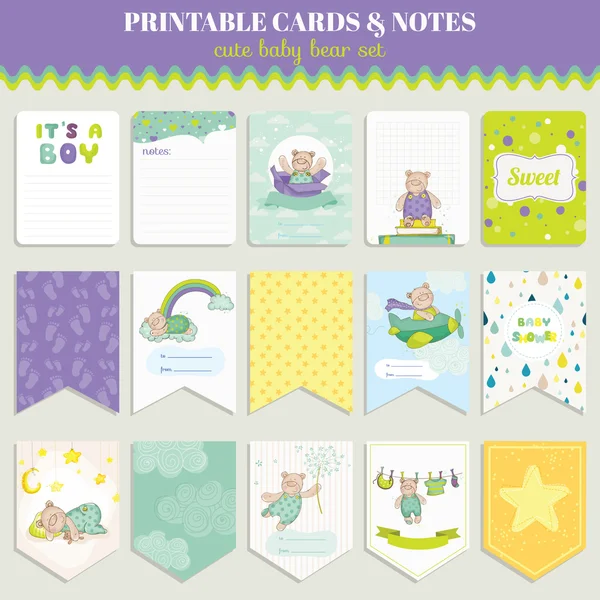 Set carte bébé ours - pour anniversaire, baby shower, fête, design — Image vectorielle