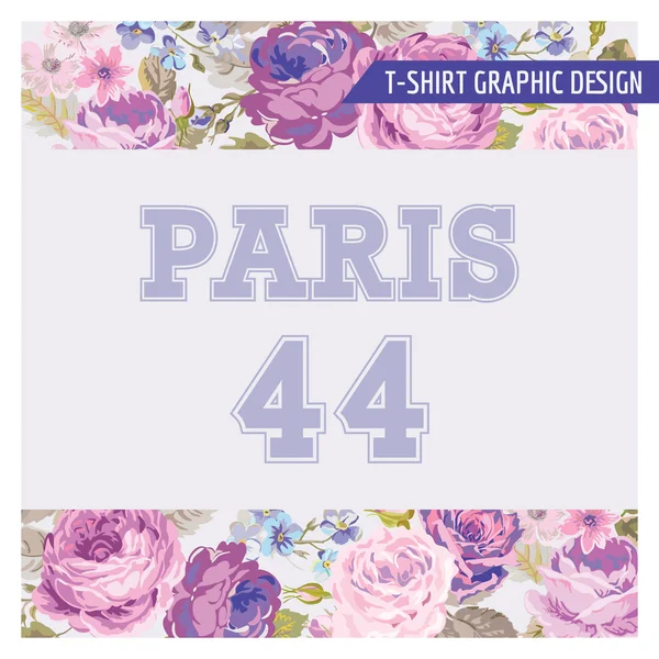 Diseño Gráfico Floral Shabby Chic - para camisetas, moda, estampados — Vector de stock