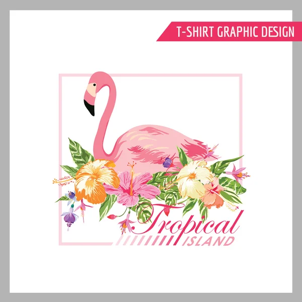 Design Gráfico Shabby Chic Floral - para t-shirt, moda, estampas — Vetor de Stock