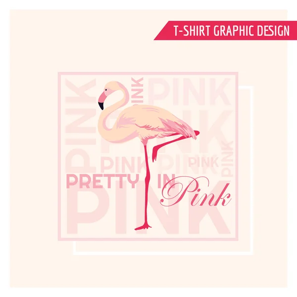 Design Gráfico Flamingo Tropical - para camiseta, moda, estampas — Vetor de Stock