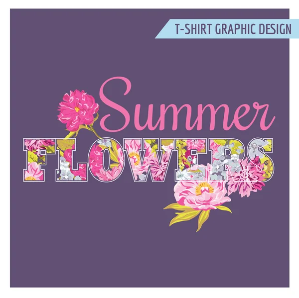 Diseño Gráfico Floral Shabby Chic - para camisetas, moda, estampados — Vector de stock