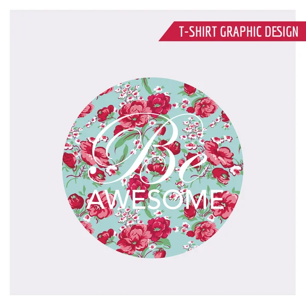 Floral shabby chic-grafisch ontwerp - voor t-shirt, mode, wordt afgedruktkwiatowy shabby chic projektowanie graficzne - na t-shirt, moda, wydruki - w wektor — Stockvector