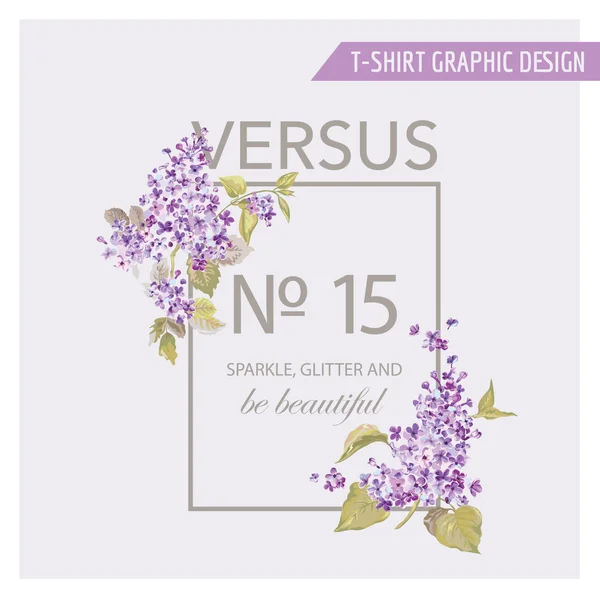 Цветочный графический дизайн - для футболки, моды, гравюр - в векторе — стоковый вектор