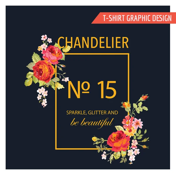 Floral Graphic Design - per t-shirt, moda, stampe - in vettoriale — Vettoriale Stock