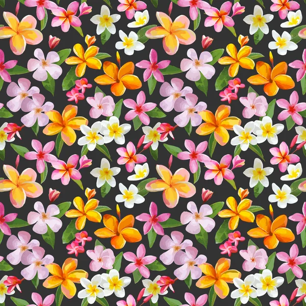 Тропические цветы фон - винтажный бесшовный шаблон — стоковый вектор