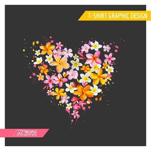 Tropical Flowers Graphic Design - for t-shirt, fashion, prints — Stock Vector