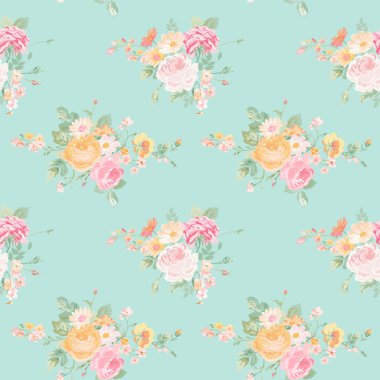 Vintage Flowers Background - Seamless Floral Shabby Chic Pattern