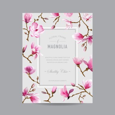 Vintage Floral Magnolia Frame - for Invitation, Wedding, Baby Shower Card