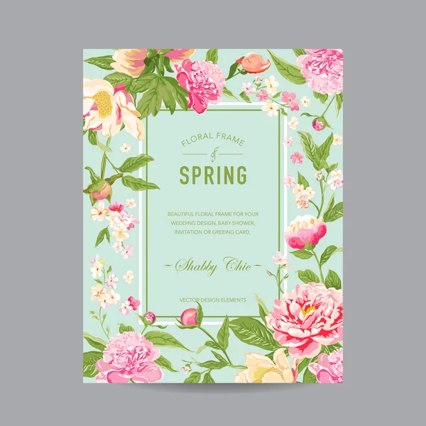 Εκλεκτής ποιότητας Floral γία - πρόσκληση, γάμος, μωρό ντους κάρτα — Διανυσματικό Αρχείο