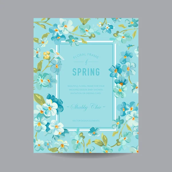 Cadre floral vintage - pour invitation, mariage, carte de douche pour bébé — Image vectorielle