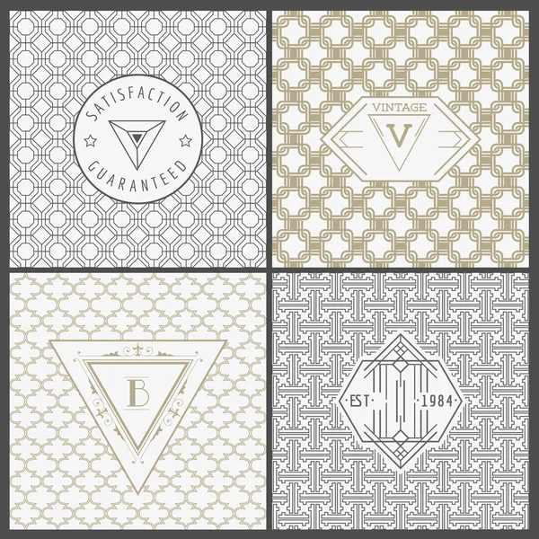 Instellen van Vintage Artdeco kaarten - voor uitnodiging, Baby Shower, bruiloft — Stockvector