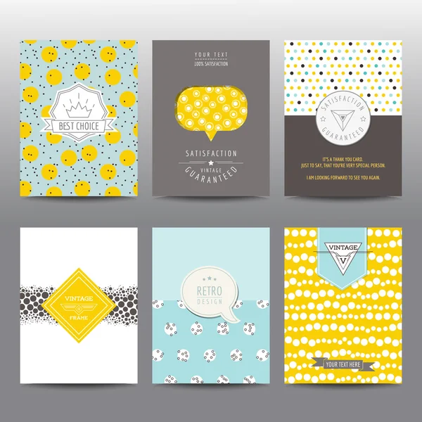 Set of Geometric Brochures and Cards - vintage layouts — Stock Vector