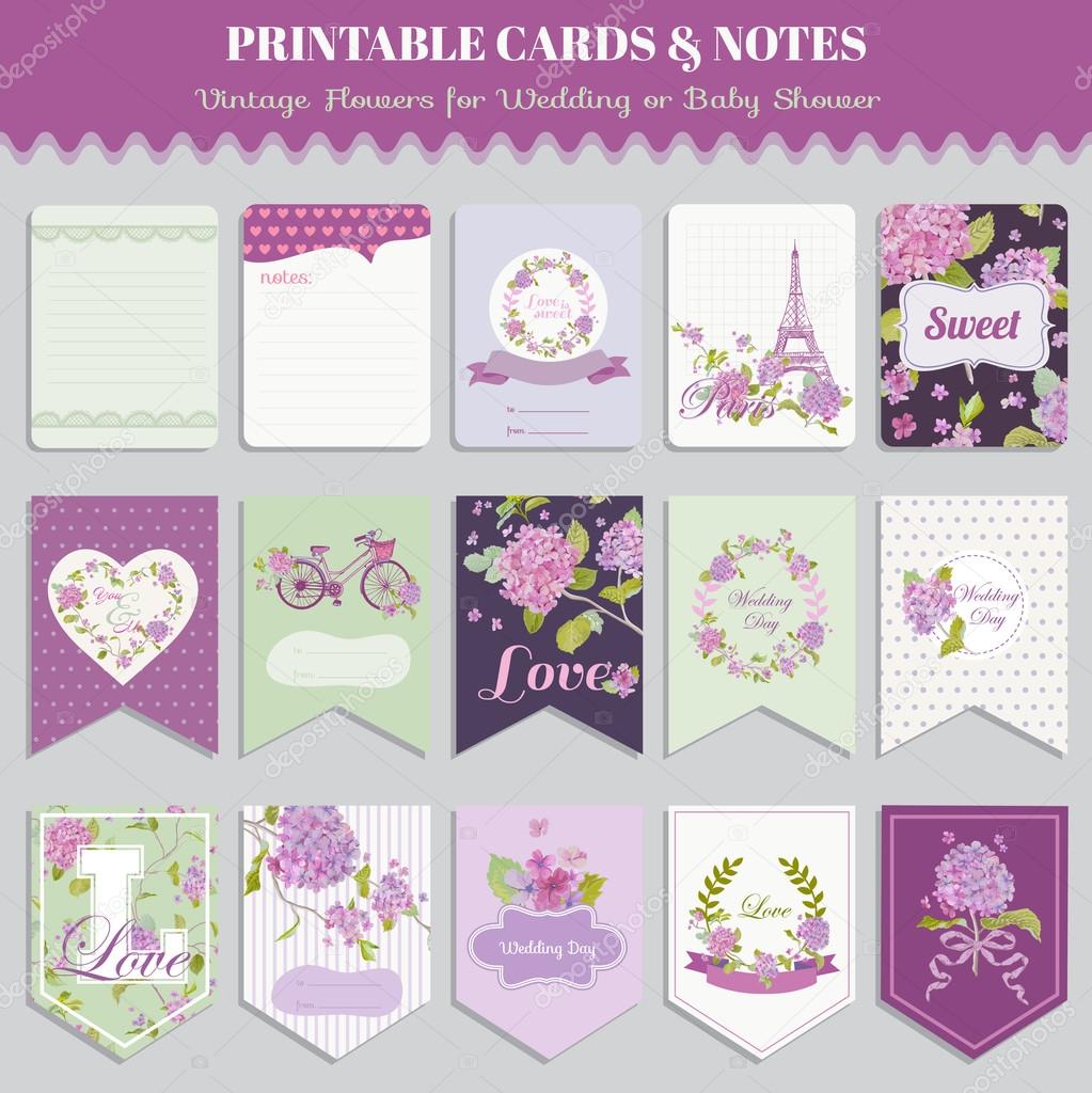 Vintage Flowers Card Set - for birthday, wedding, baby shower