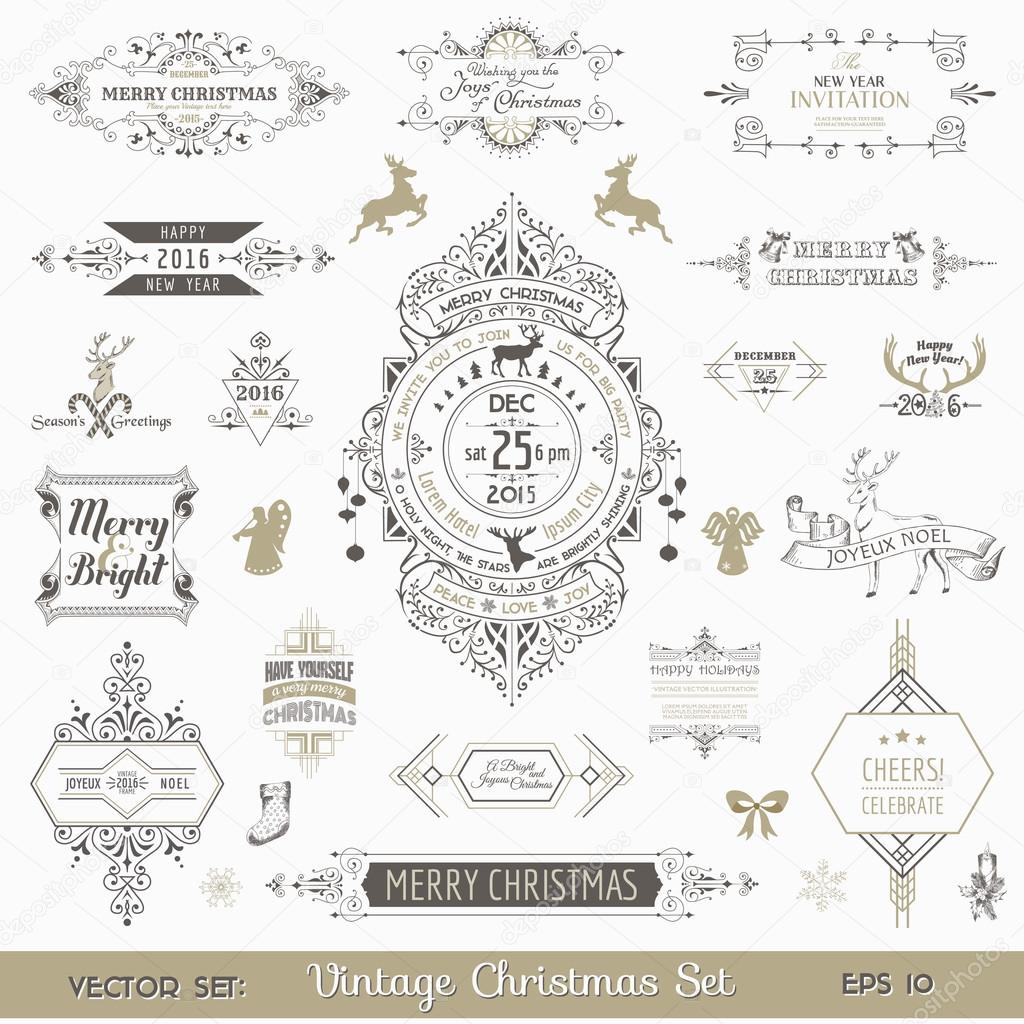 Christmas Calligraphic Design Elements and Page Decoration, Vintage Frames